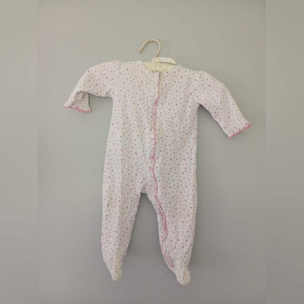 Kissy Kissy Pink Purple Heart Mid Sleeve Footie Pajamas Kids 9m